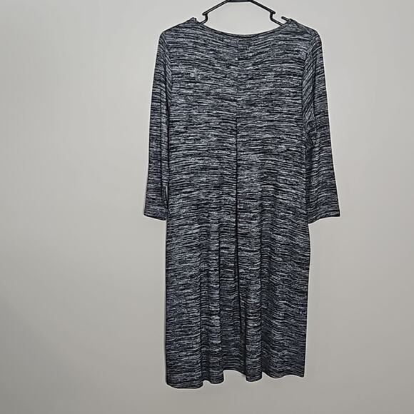Nina Leonard Marled Gray Black Tunic Swing Dress With Pockets Sz M - Picture 6 of 10
